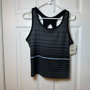 TekGear Racerback Tank Top Black Blue Stripe XL NWT